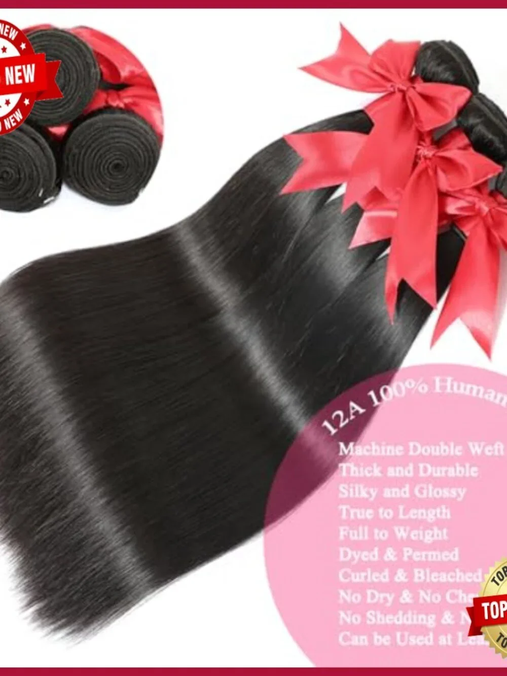 Brazilian Virgin Human Hair Extensions 12A Grade 100% Unprocessed Straight